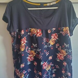 Rewind Dark Blue Floral Blouse
